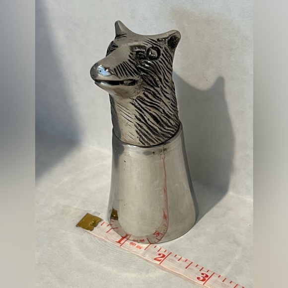 VINTAGE PEWTER ALUMINUM ANIMAL STIRRUP CUP - Picture 5 of 6